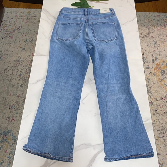 Express Women Jeans Blue Rhinestone Cropped Flare High Rise Denim Size 6 - Picture 3 of 17